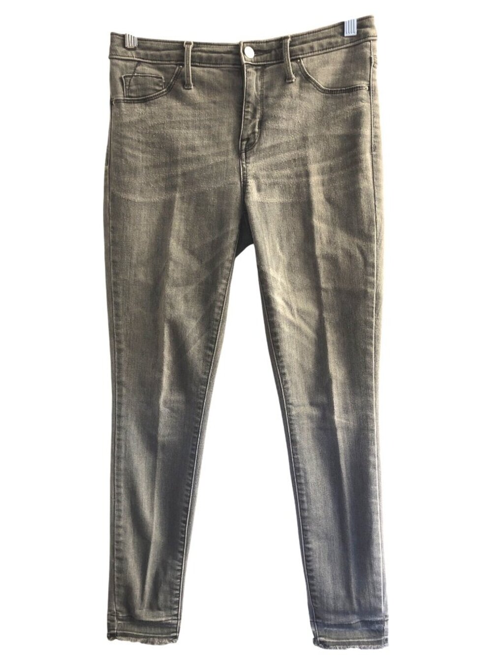 MOSSIMO- WOMENS GREY HIGH RISE JEGGINGS POWER STRETCH JEANS DISTRESS HEM SIZE 4